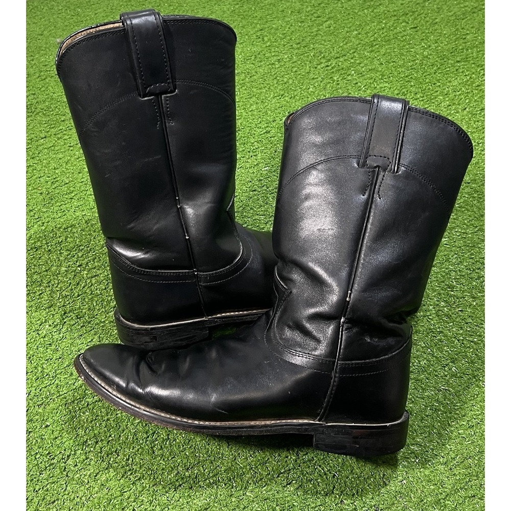Vintage Justin Roper Boots Women's SZ 7 B 80s Cowboy Western Boot Black L3703